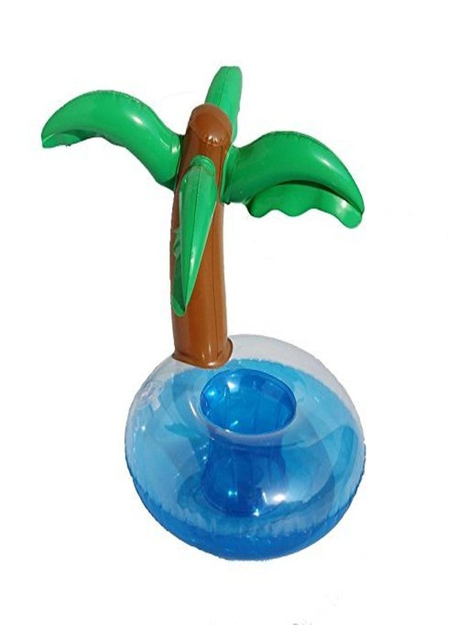 NYRWANA Inflatable Pool Drink Holder - 3Palm Tree and 3Flamingo Pink Cup Holder Float (Set of 6) (Free Air Pump) - Image 1